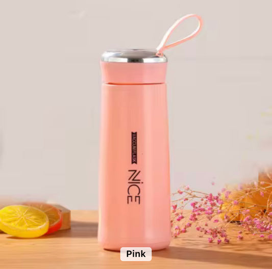 Crystal infused glass water bottle (Pink)