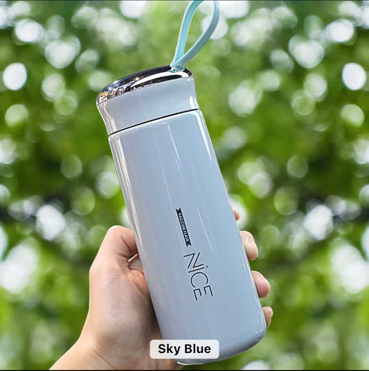 Crystal infused Glass water bottle (Sky Blue)